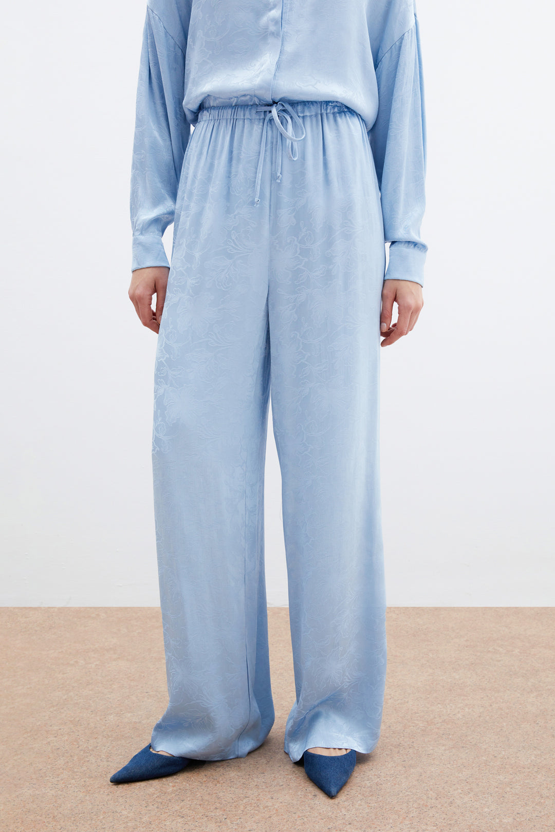 Sateen Pantalon en satin jacquard - bebe Bleu