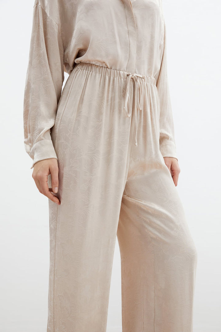 Sateen Pantalon en satin jacquard - Beige