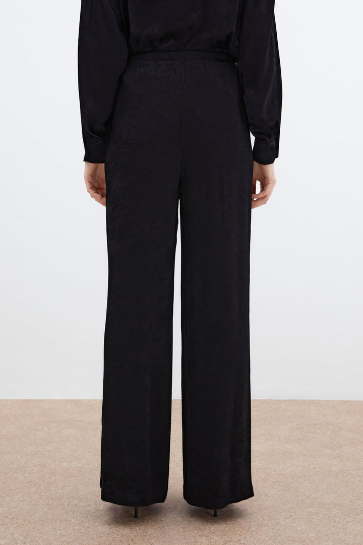 Sateen Pantalon en satin jacquard - Noir