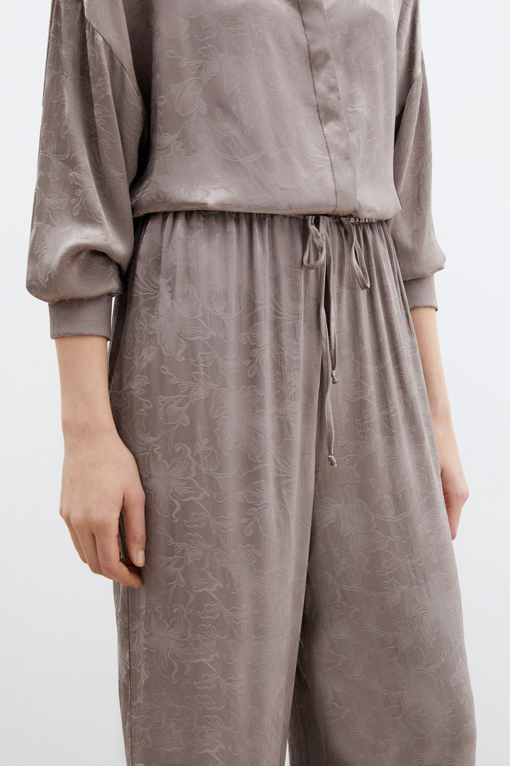Sateen Pantalon en satin jacquard - Vison