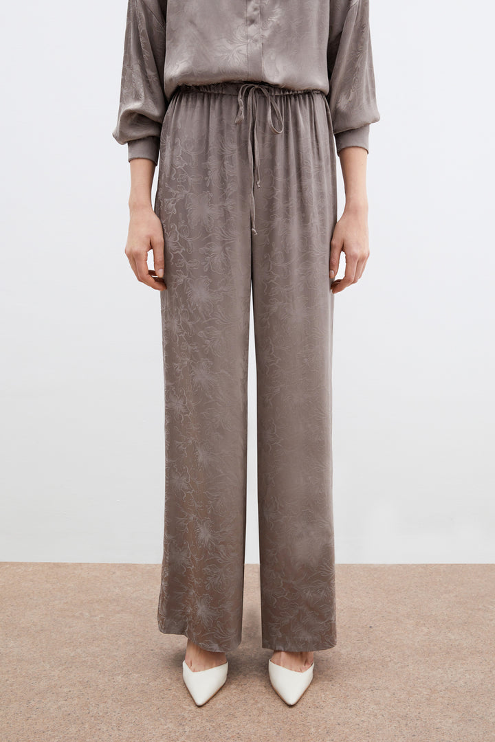 Sateen Pantalon en satin jacquard - Vison