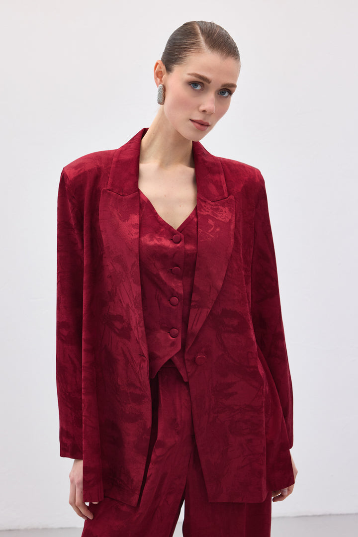 Sateen Veste longue jacquard - Bordeaux
