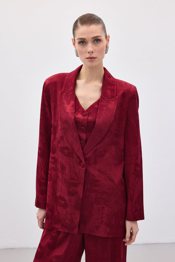 Sateen Veste longue jacquard - Bordeaux