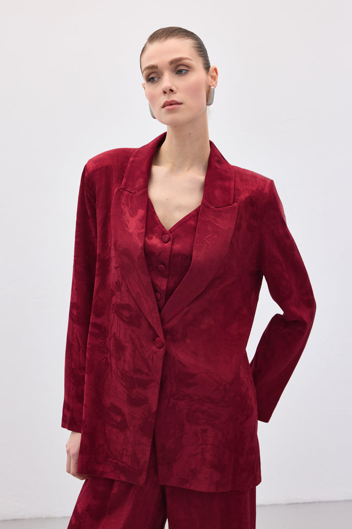 Sateen Veste longue jacquard - Bordeaux