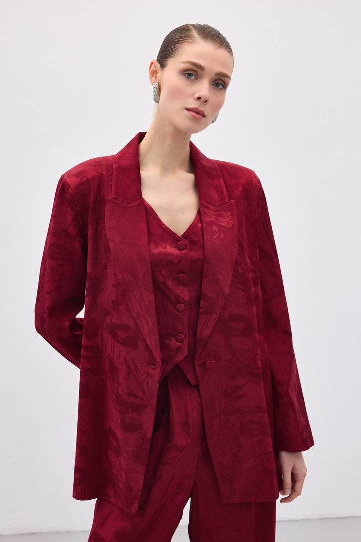 Sateen Veste longue jacquard - Bordeaux