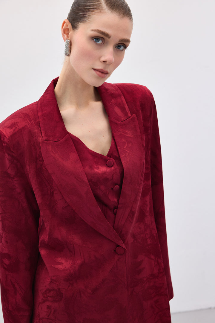 Sateen Veste longue jacquard - Bordeaux