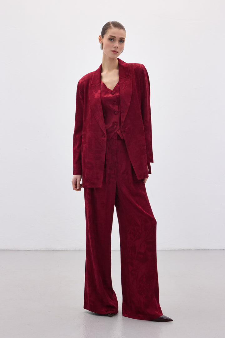 Sateen Veste longue jacquard - Bordeaux
