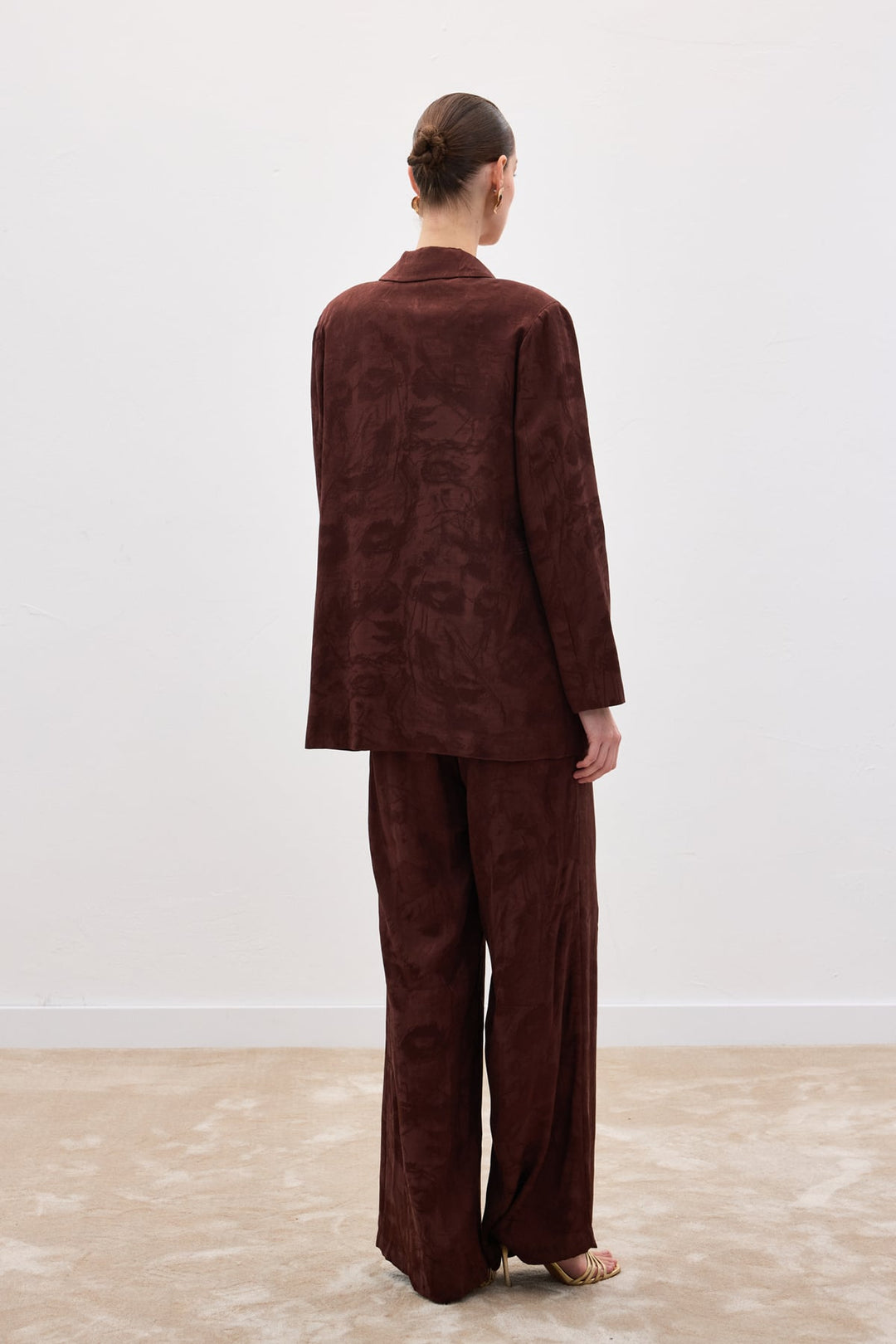 Sateen Veste longue jacquard - Marron