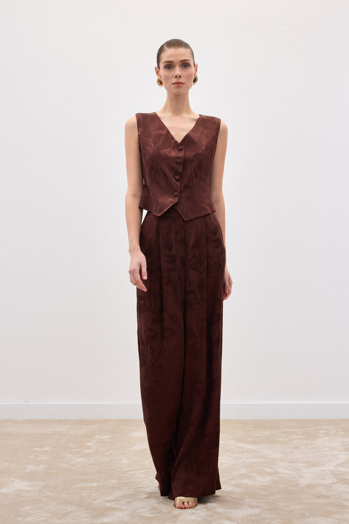 Sateen Gilet jacquard - Marron