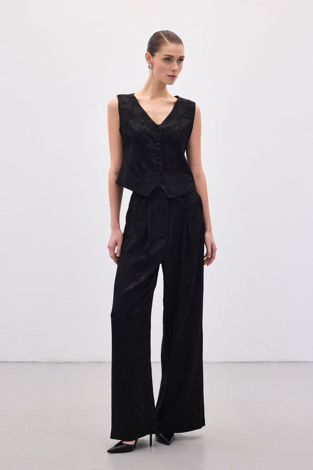 Sateen Gilet jacquard - Noir