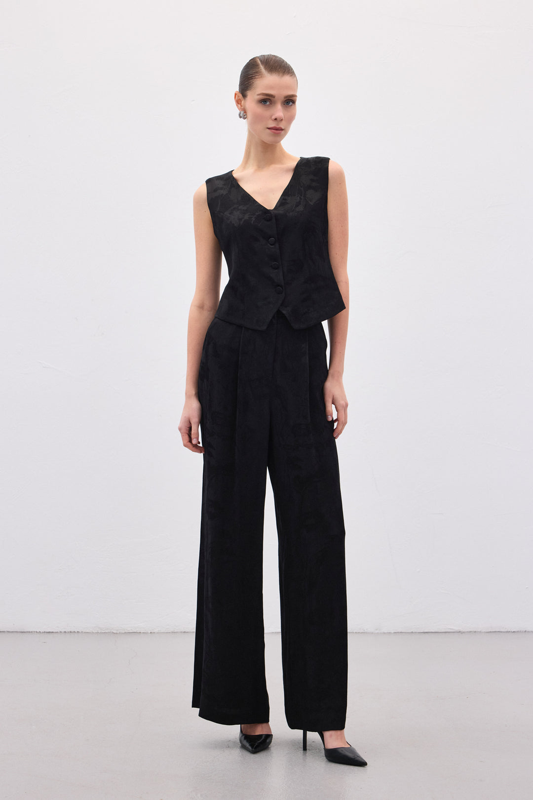 Sateen Gilet jacquard - Noir