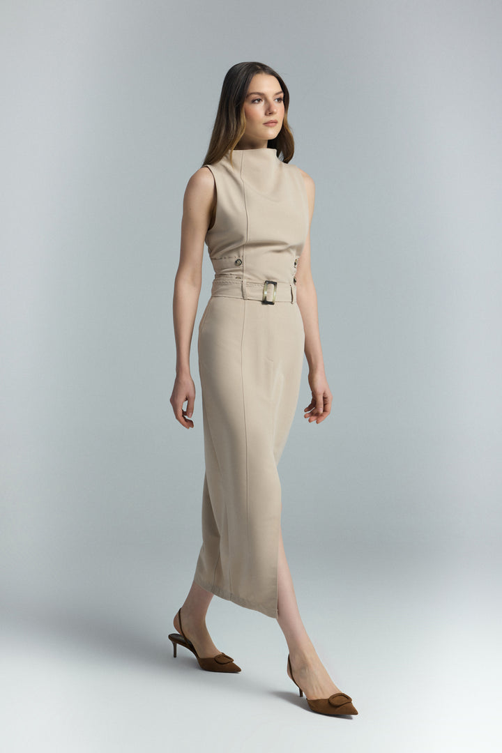 Sateen Jupe Jessi à Fente - camel