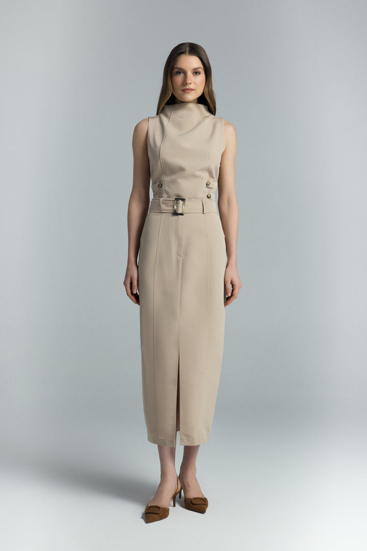 Sateen Jupe Jessi à Fente - camel