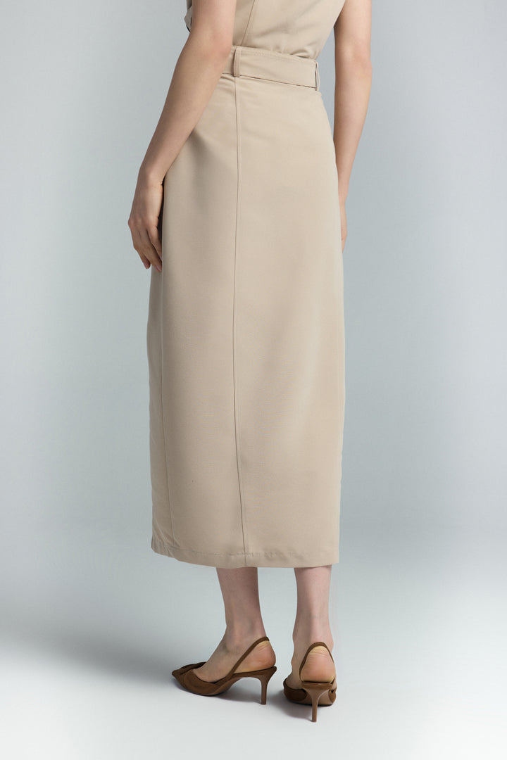 Sateen Jupe Jessi à Fente - camel