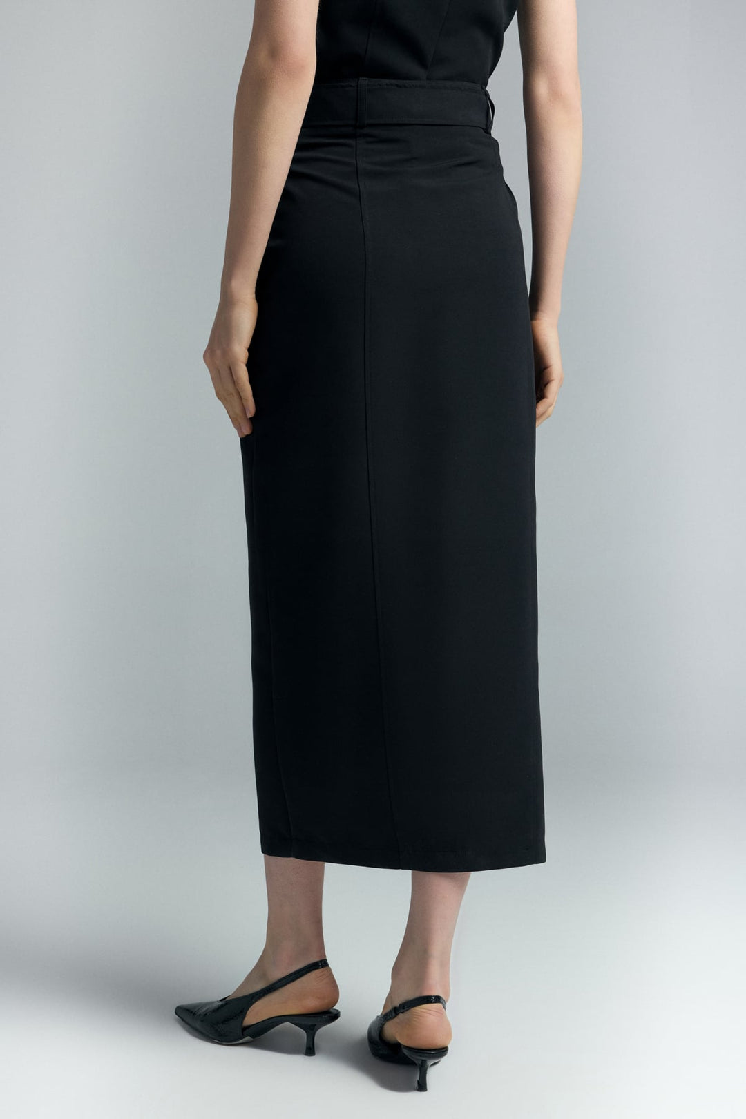 Sateen Jupe Jessi à Fente - Noir