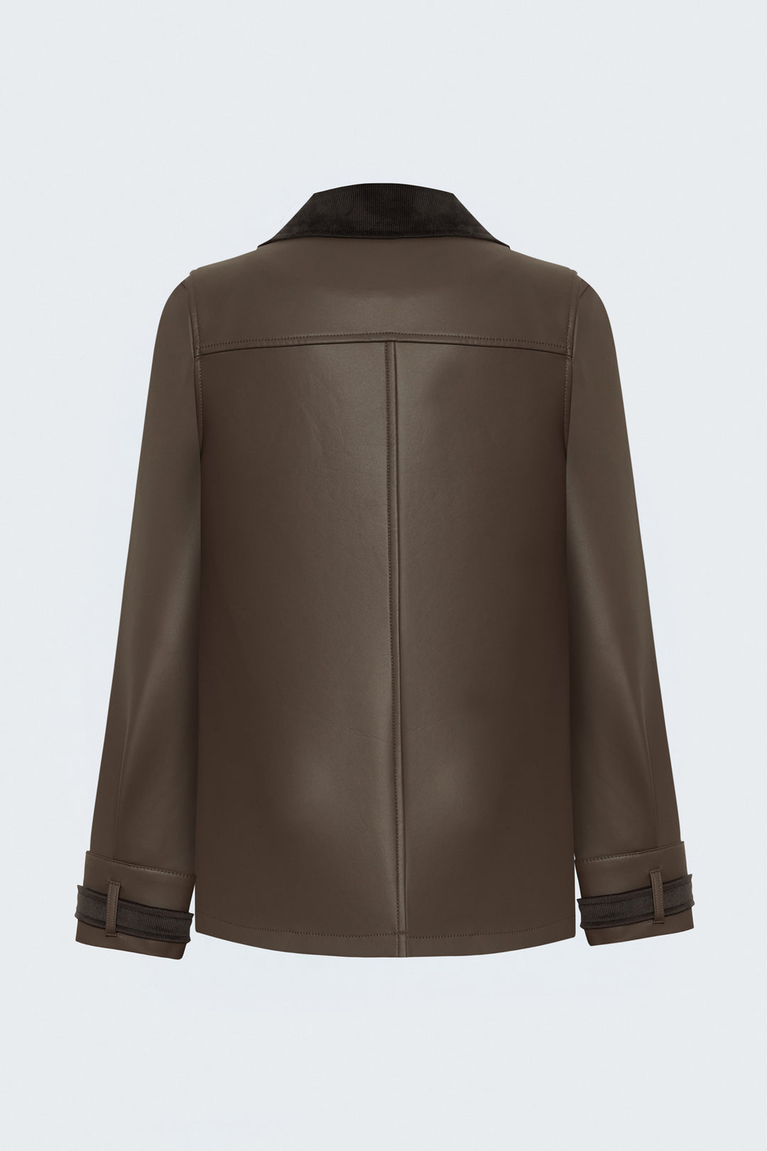 Sateen Veste en cuir avec détails en velours - Marron