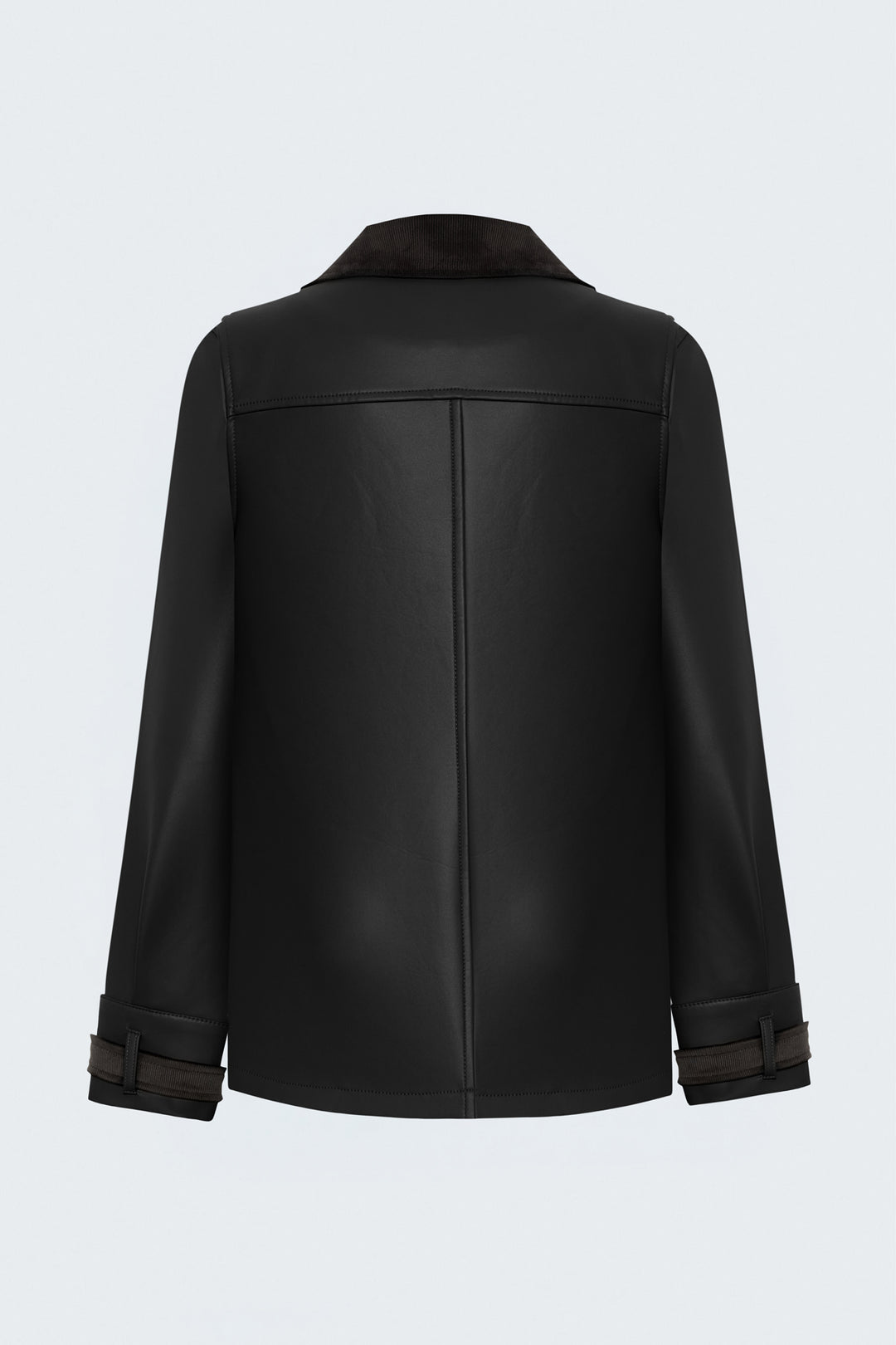 Sateen Veste en cuir avec détails en velours - Noir