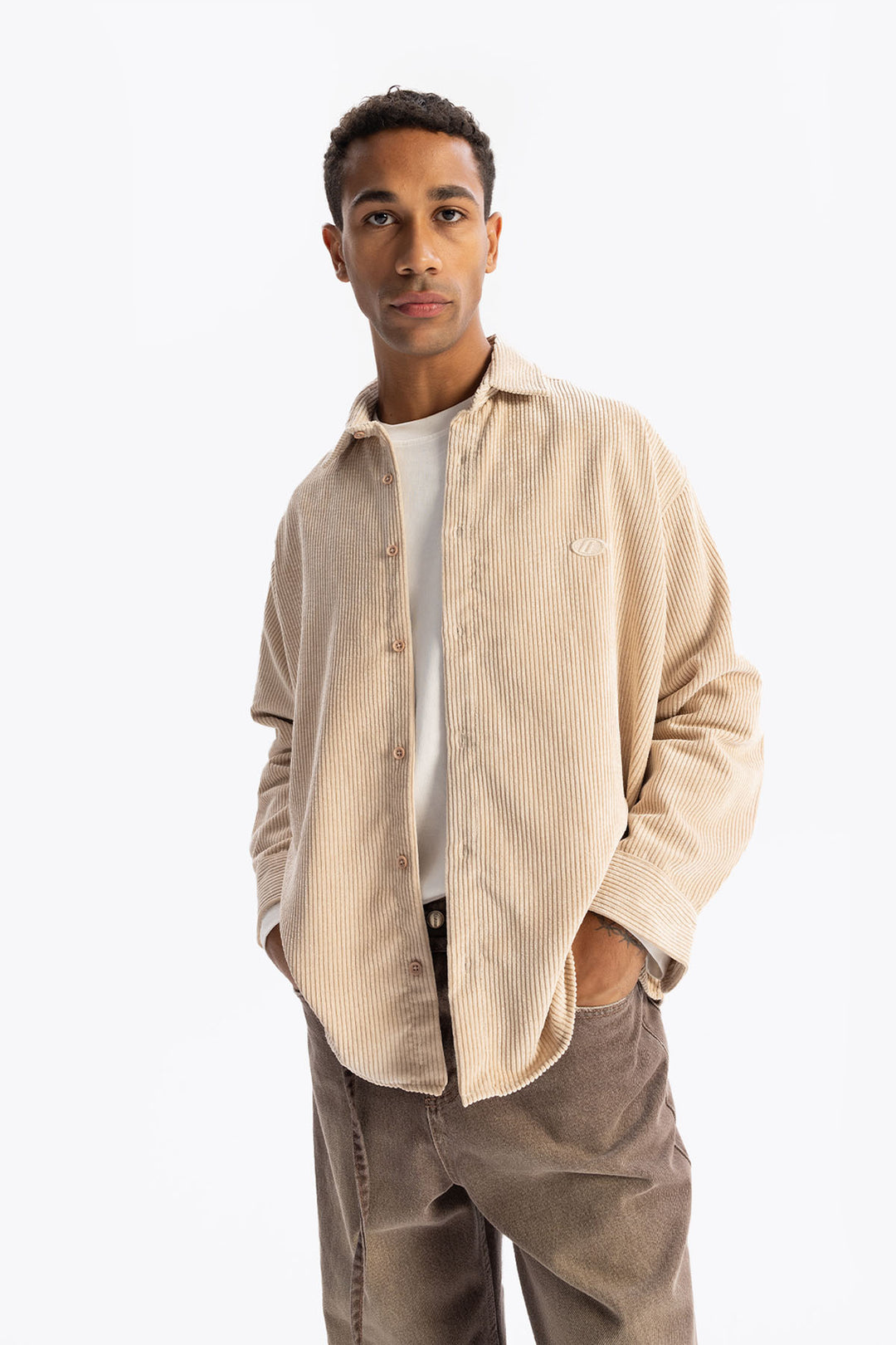 Giesto Chemise en Velours - Beige