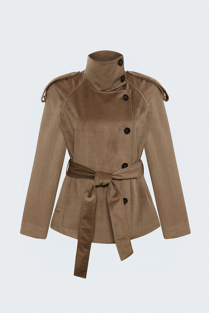 Sateen Veste courte en velours - Camel
