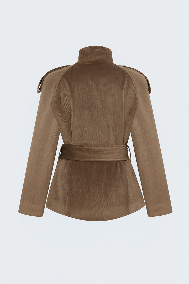 Sateen Veste courte en velours - Camel