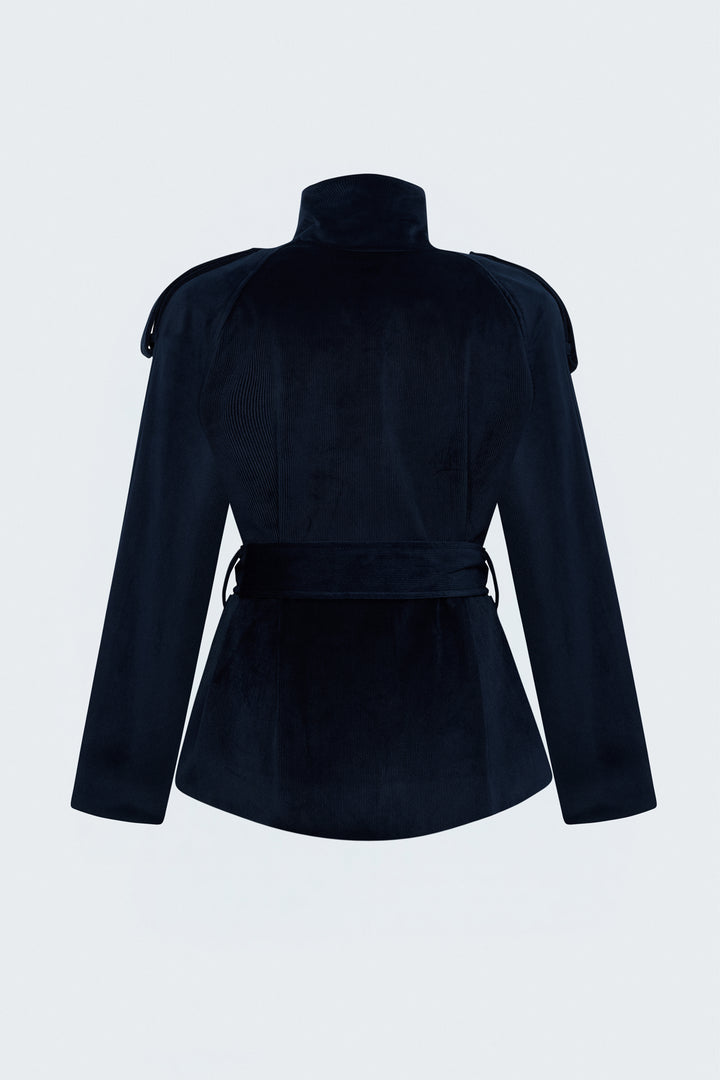 Sateen Veste courte en velours - Bleu marine