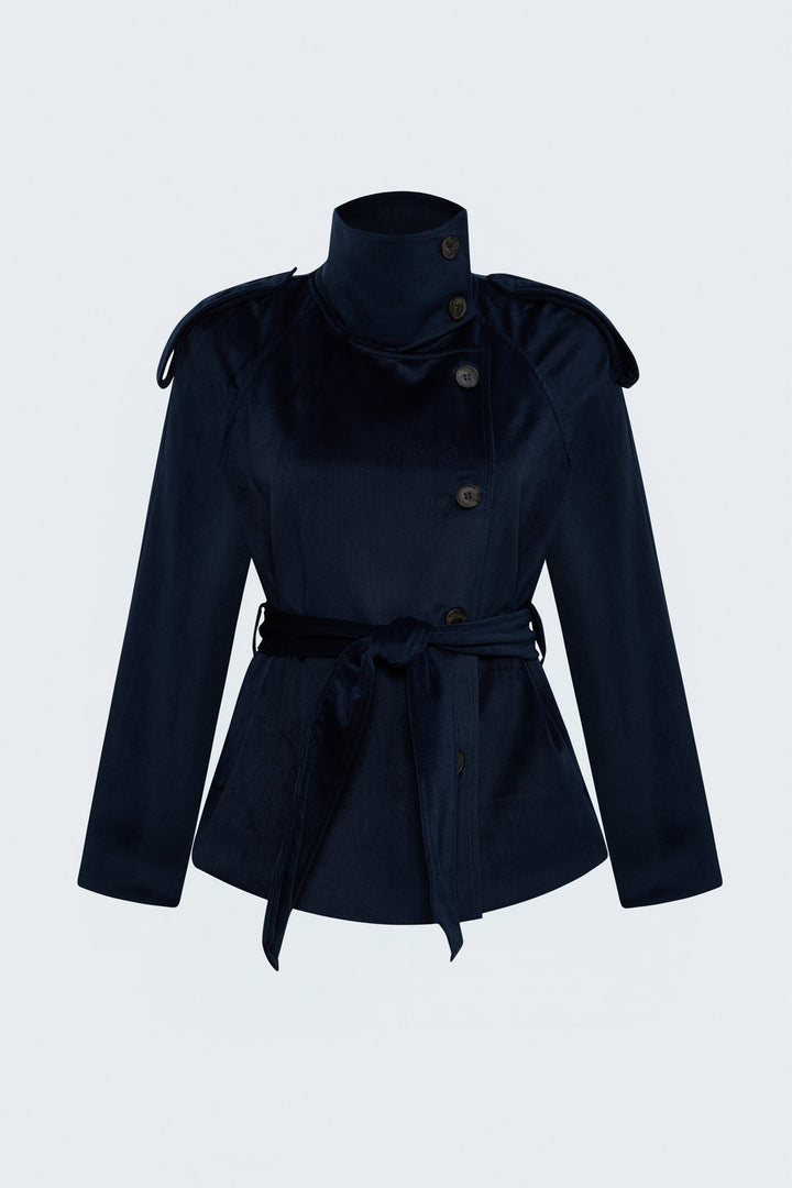 Sateen Veste courte en velours - Bleu marine