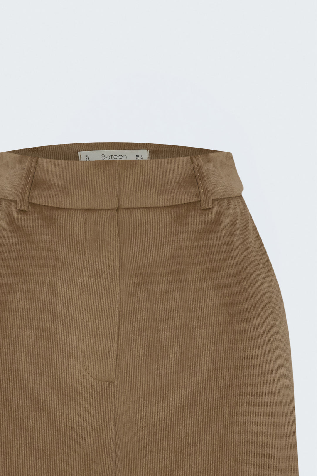 Sateen Pantalon en velours - camel