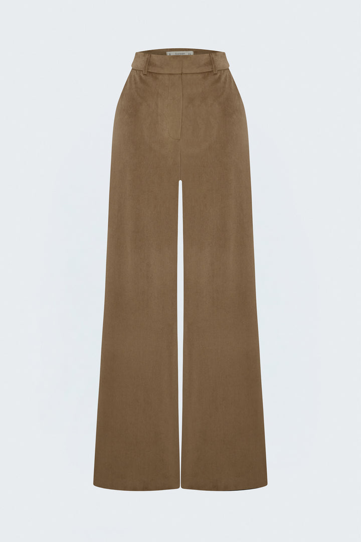 Sateen Pantalon en velours - camel