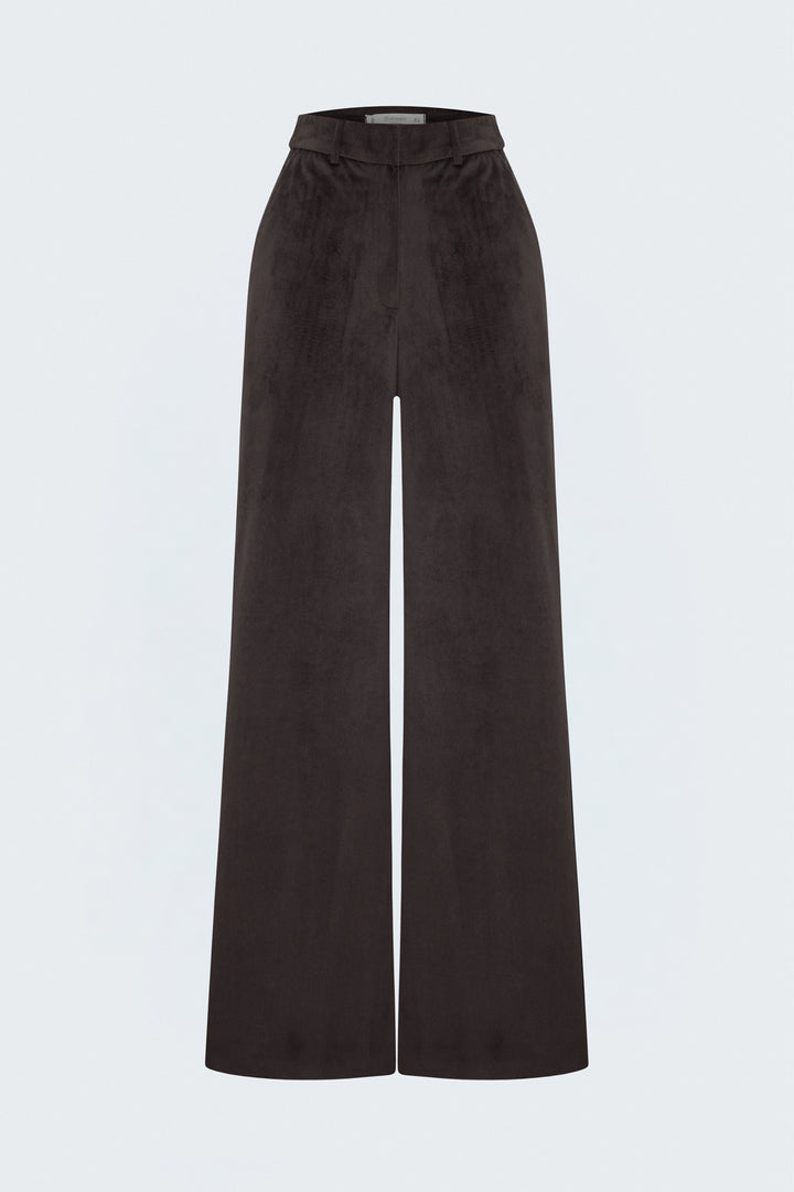 Sateen Pantalon en velours - Marron