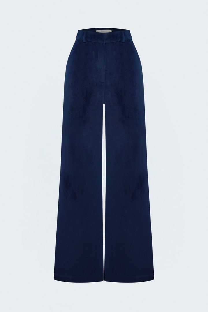 Sateen Pantalon en velours - Bleu marine