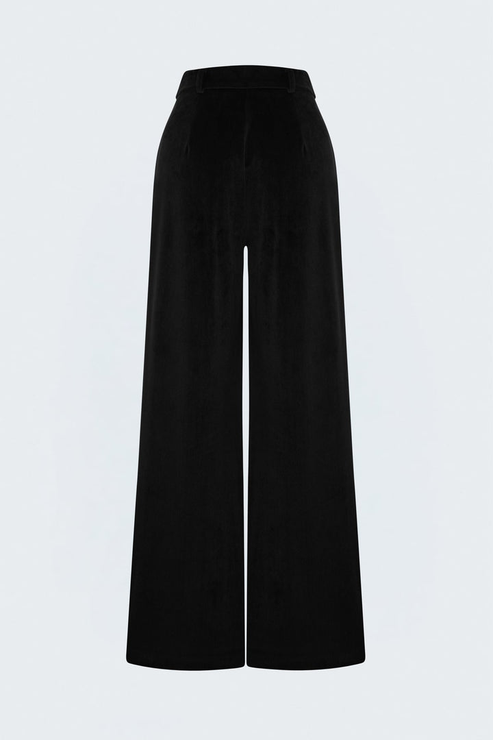 Sateen Pantalon en velours - Noir