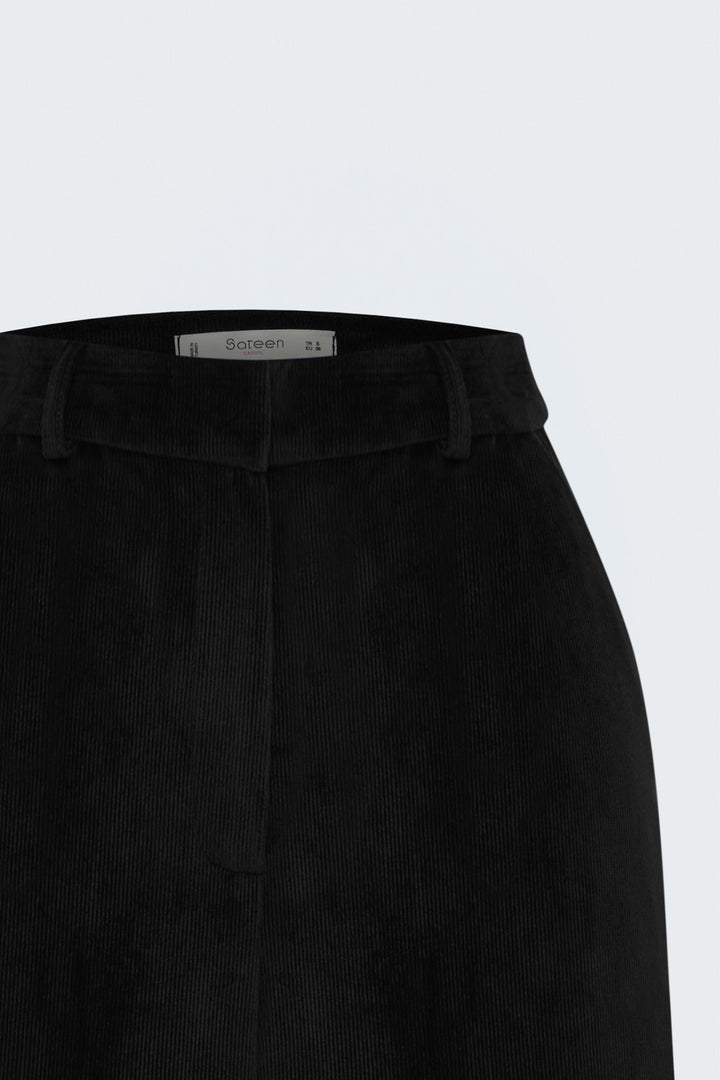 Sateen Pantalon en velours - Noir