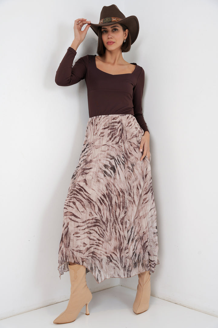 Bigdart Jupe en chiffon à coupe asymétrique pour femme 8056 - Beige