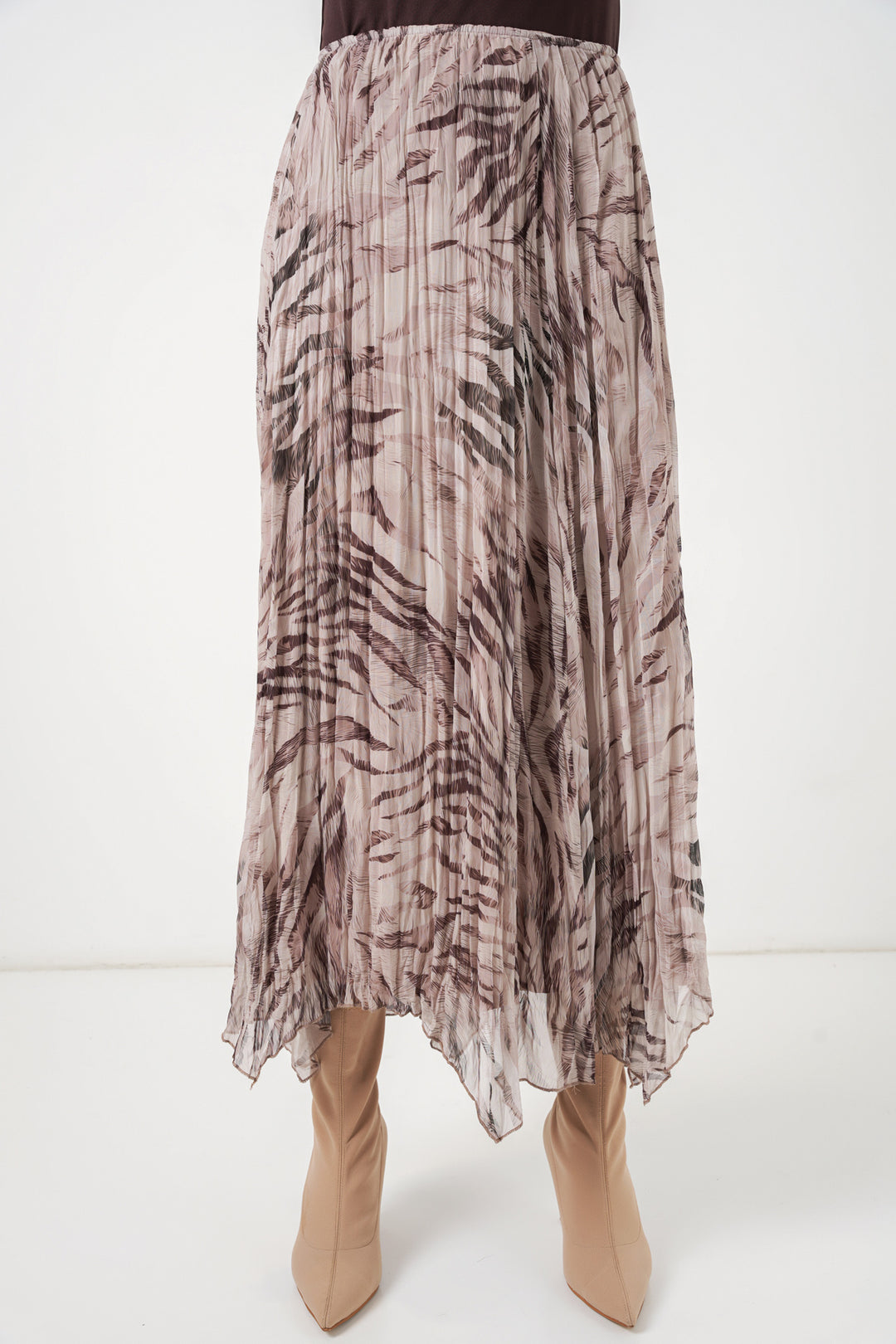 Bigdart Jupe en chiffon à coupe asymétrique pour femme 8056 - Beige