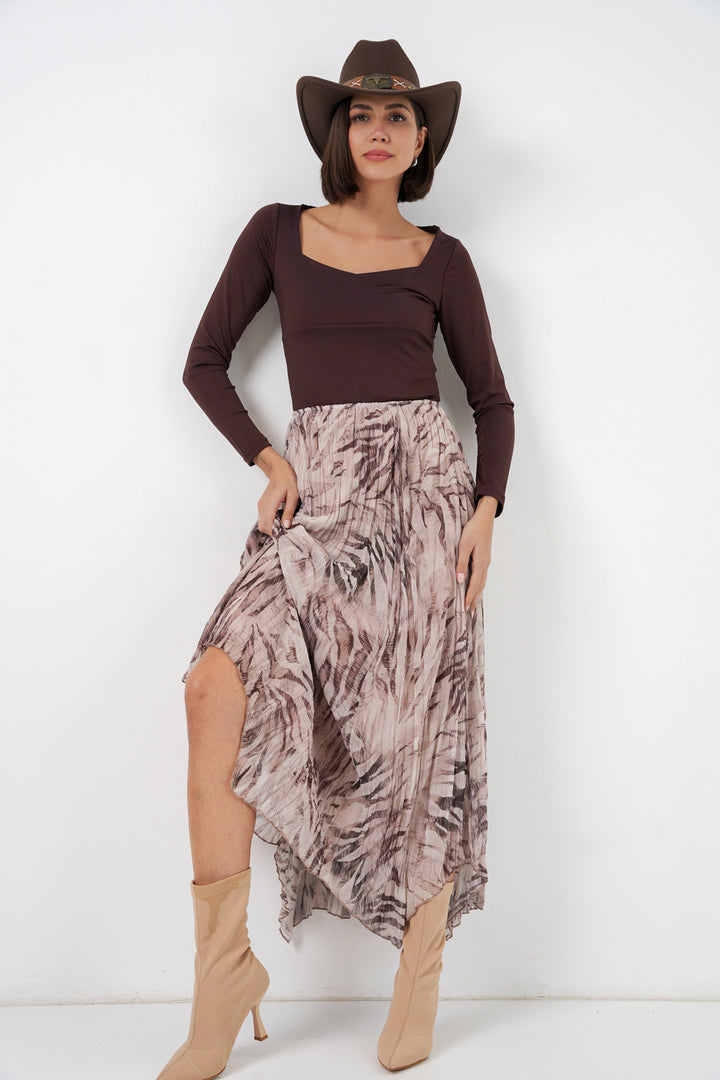 Bigdart Jupe en chiffon à coupe asymétrique pour femme 8056 - Beige