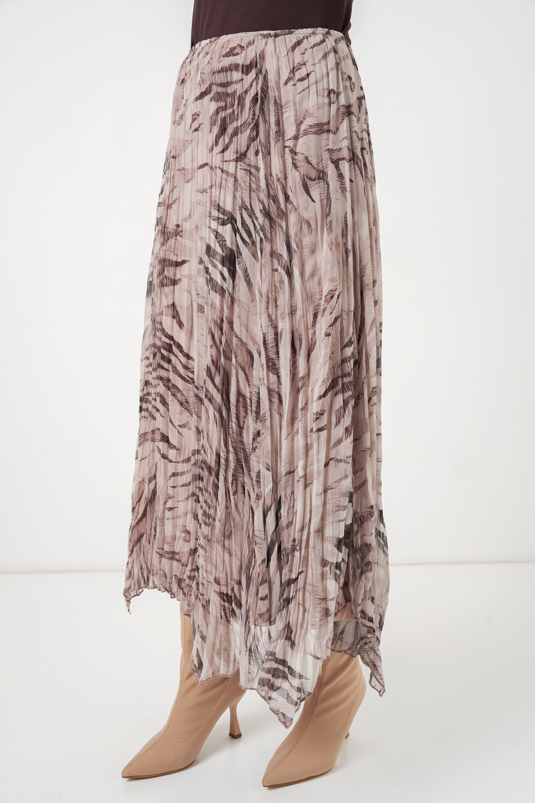 Bigdart Jupe en chiffon à coupe asymétrique pour femme 8056 - Beige