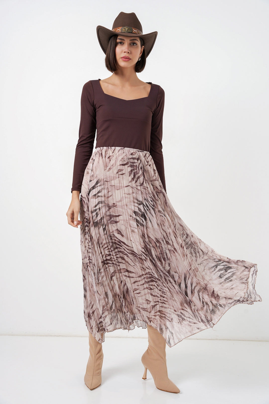 Bigdart Jupe en chiffon à coupe asymétrique pour femme 8056 - Beige