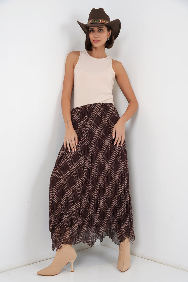 Bigdart Jupe en chiffon asymétrique pour femme 8056 - Marron