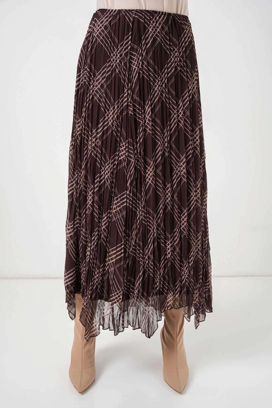Bigdart Jupe en chiffon asymétrique pour femme 8056 - Marron