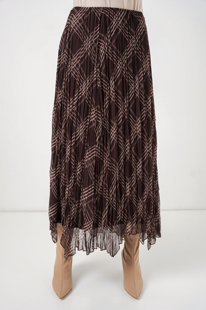 Bigdart Jupe en chiffon asymétrique pour femme 8056 - Marron