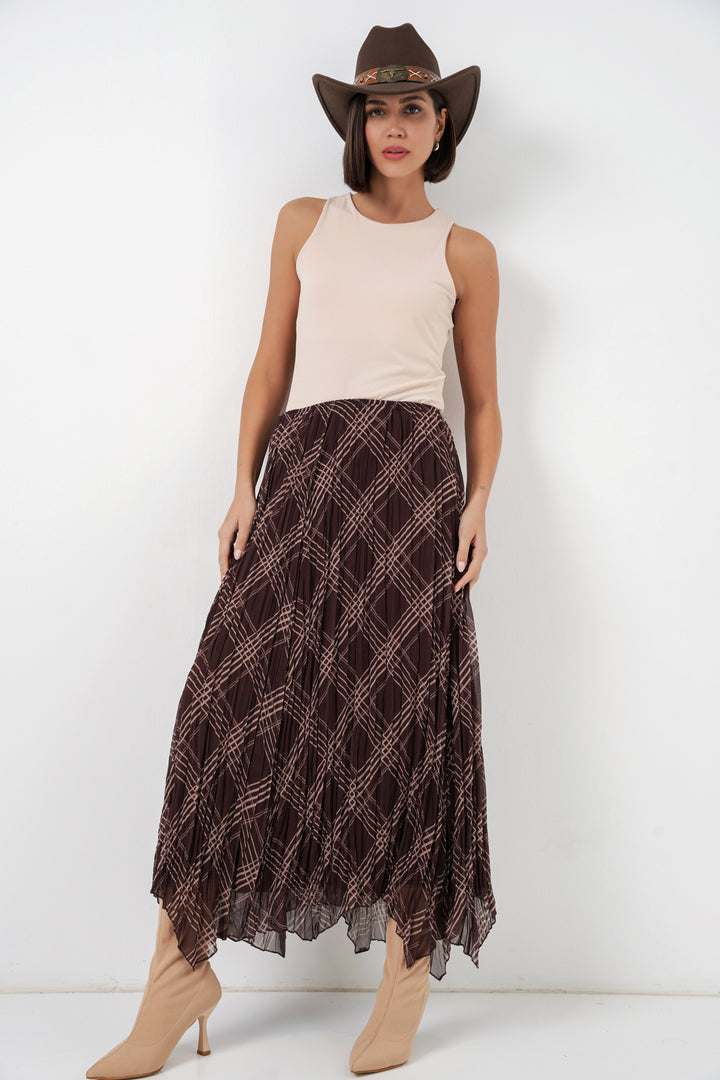 Bigdart Jupe en chiffon asymétrique pour femme 8056 - Marron