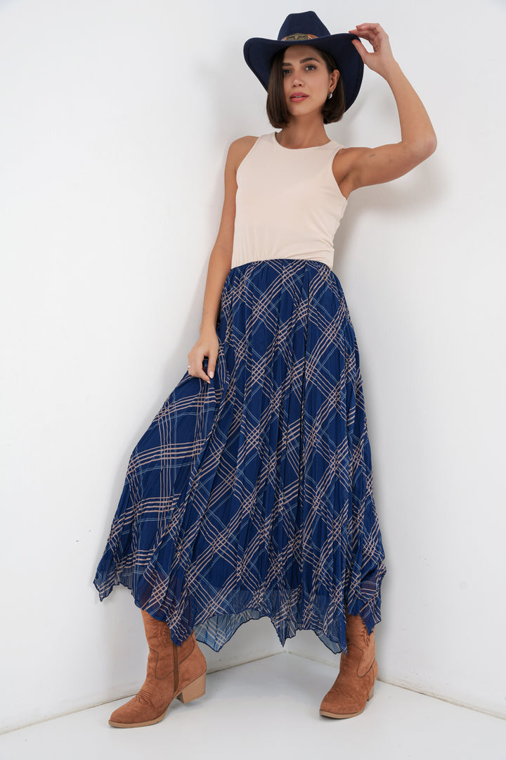 Bigdart Jupe en chiffon à coupe asymétrique pour femme 8056 - Bleu marine