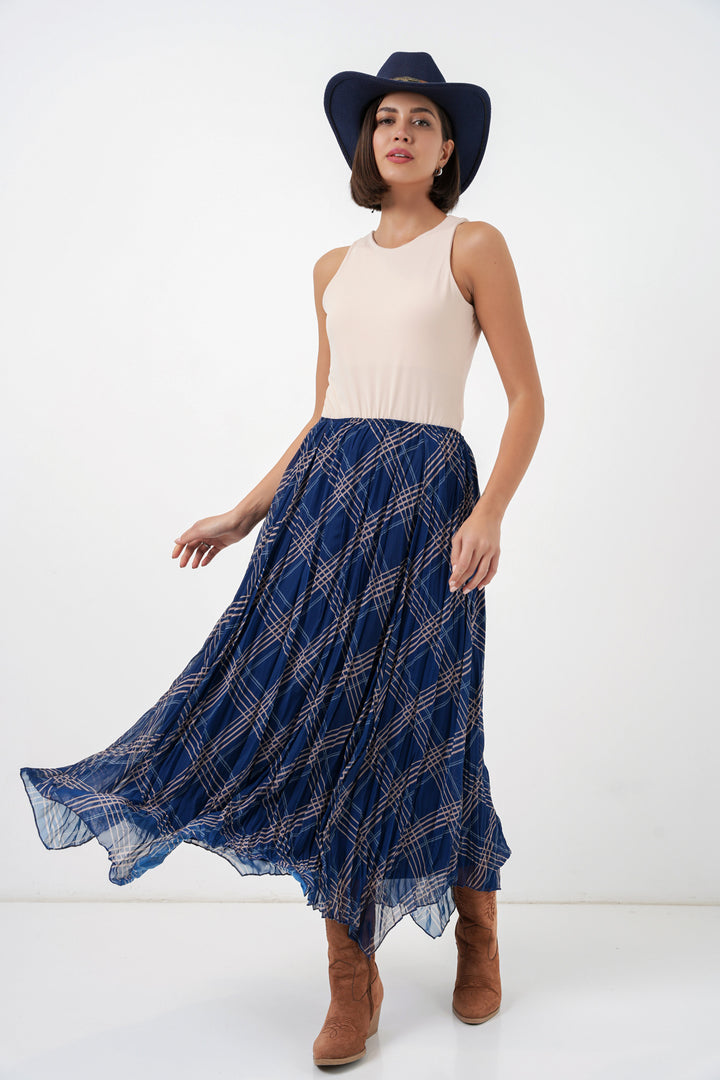 Bigdart Jupe en chiffon à coupe asymétrique pour femme 8056 - Bleu marine