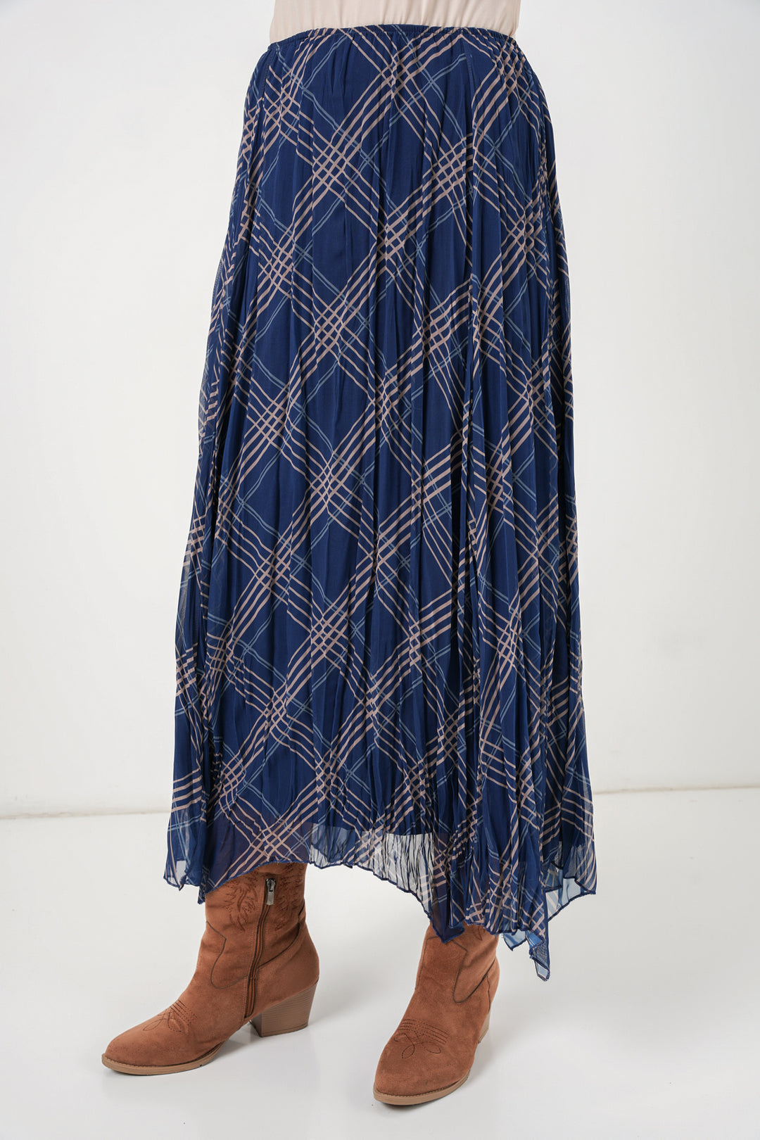 Bigdart Jupe en chiffon à coupe asymétrique pour femme 8056 - Bleu marine