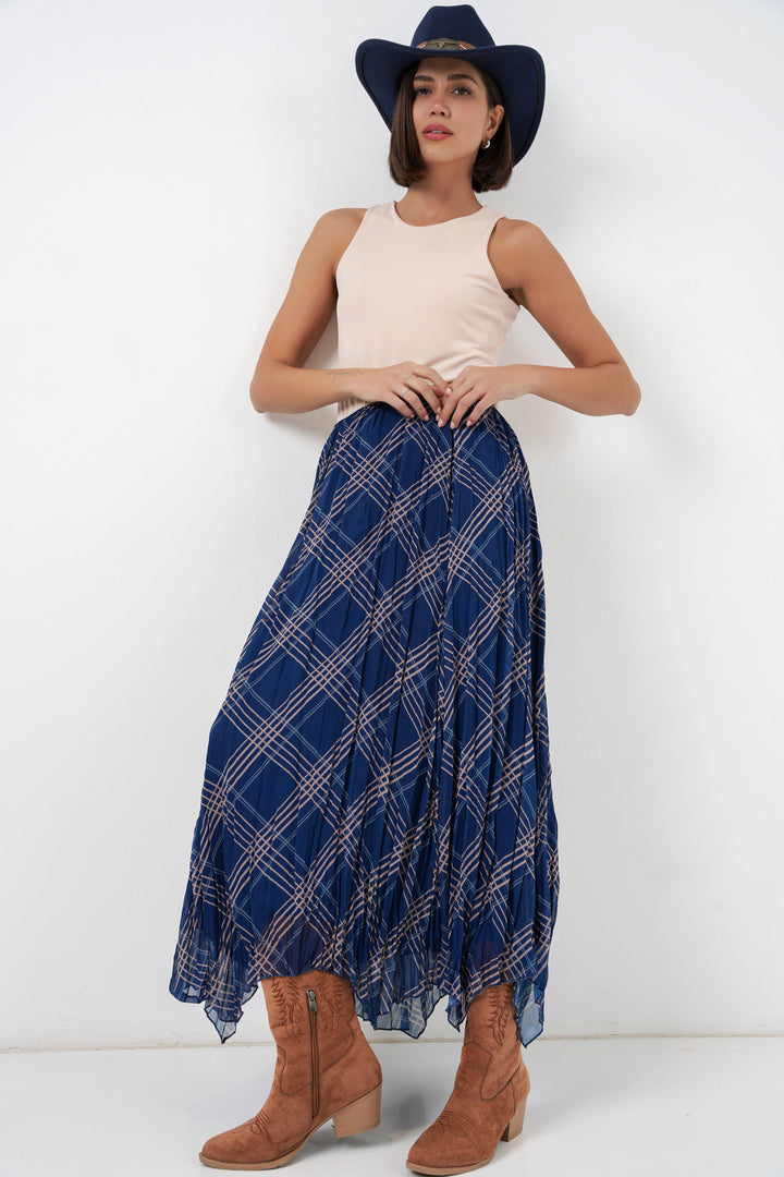 Bigdart Jupe en chiffon à coupe asymétrique pour femme 8056 - Bleu marine