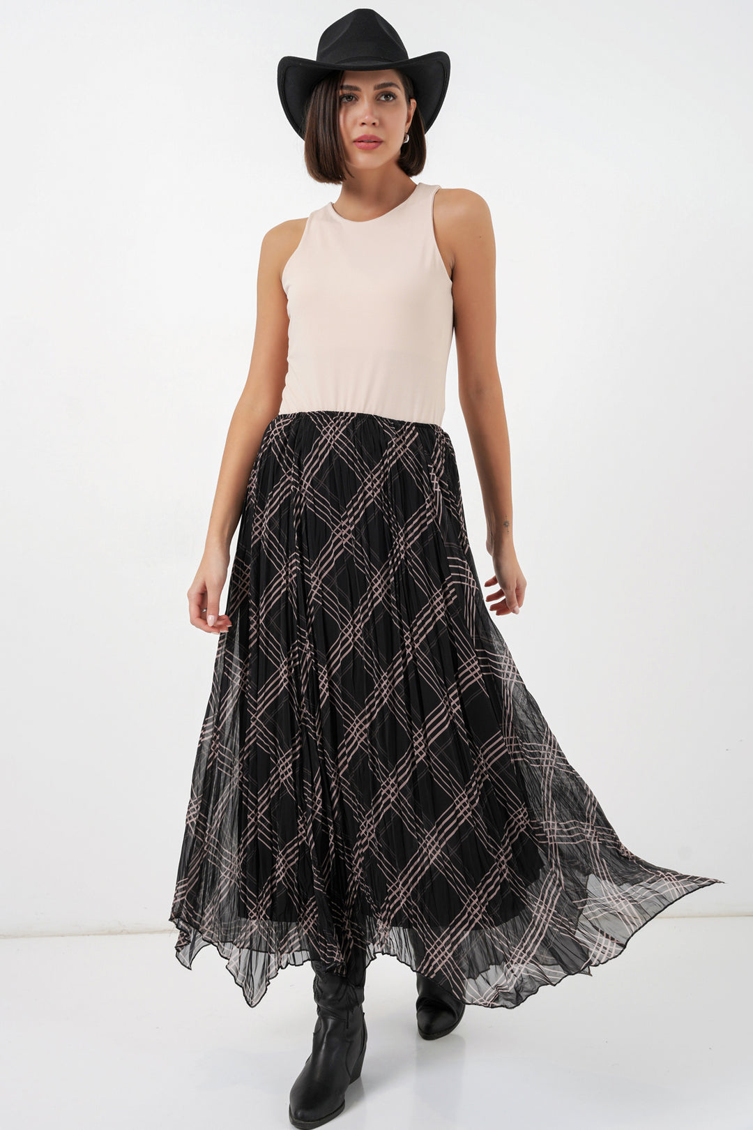 Bigdart Jupe en chiffon asymétrique pour femme 8056 - Noir