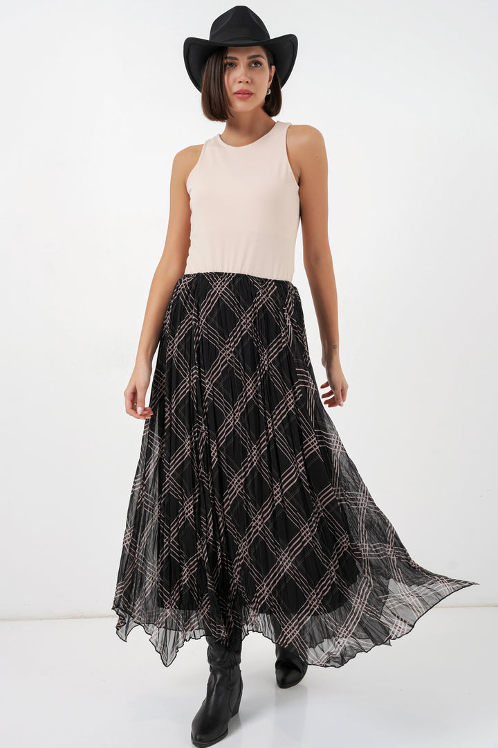 Bigdart Jupe en chiffon asymétrique pour femme 8056 - Noir