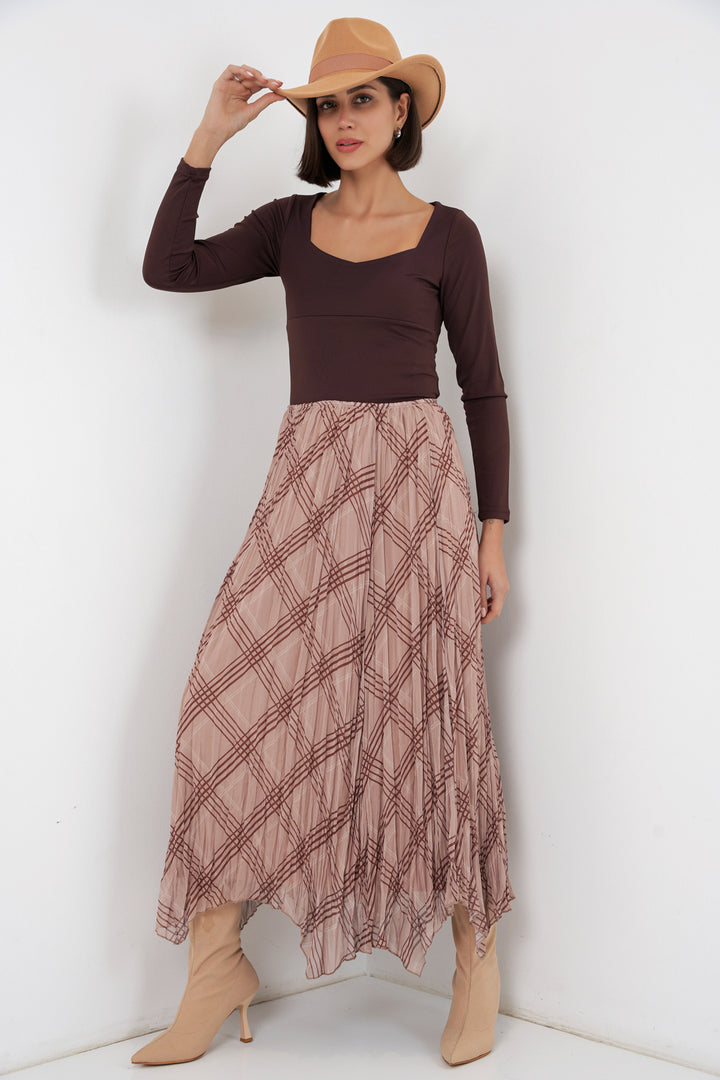 Bigdart Jupe en chiffon à coupe asymétrique pour femme 8056 - Taupe