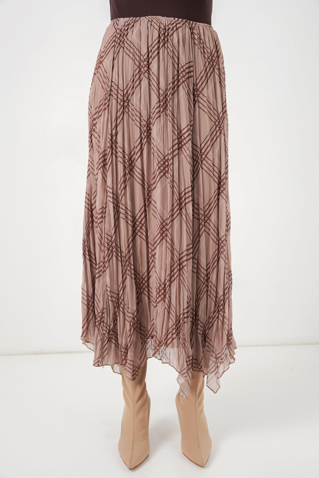 Bigdart Jupe en chiffon à coupe asymétrique pour femme 8056 - Taupe