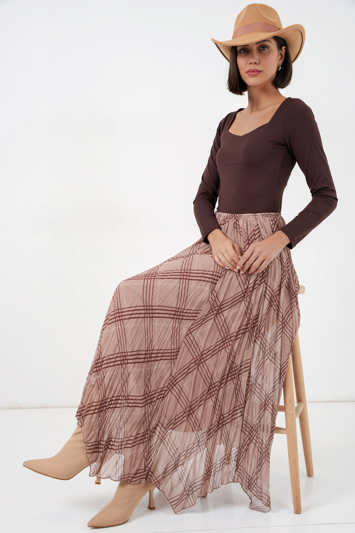 Bigdart Jupe en chiffon à coupe asymétrique pour femme 8056 - Taupe